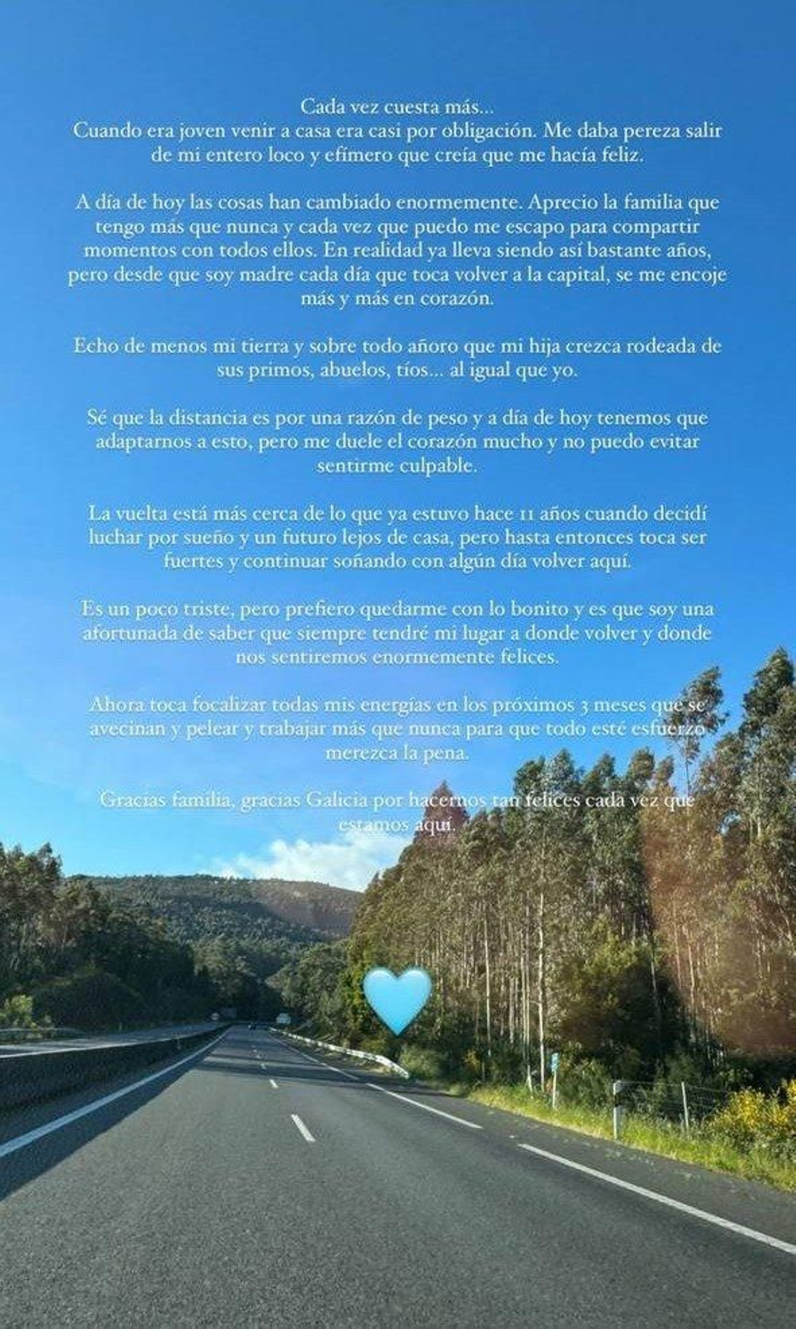 El mensaje de Ana Peleteiro a través de los stories de Instagram.