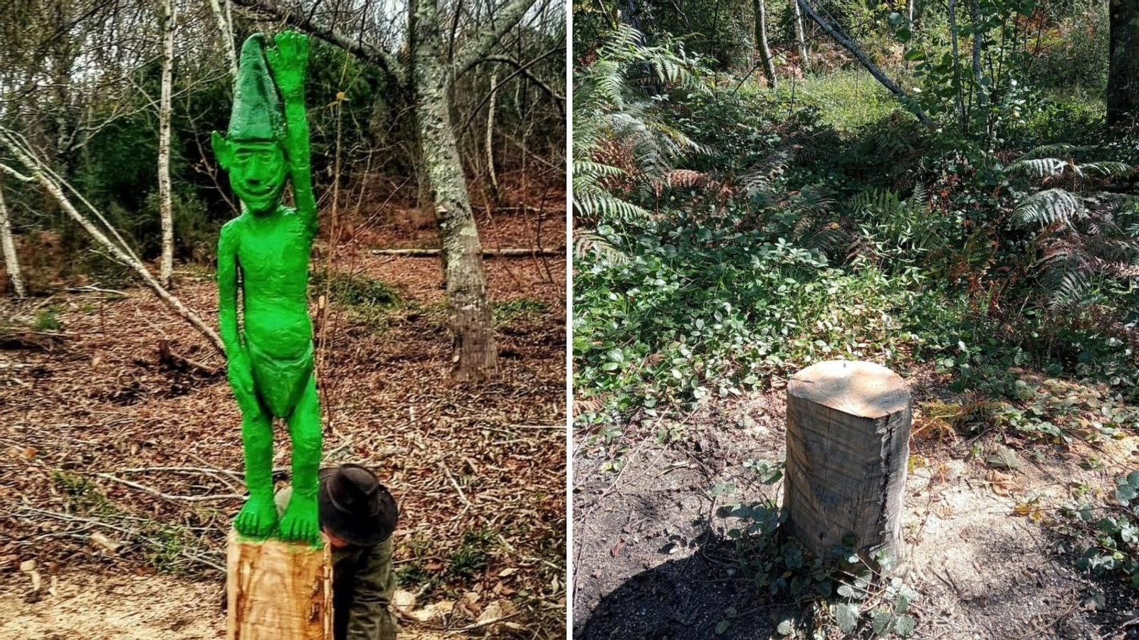 El trasno de Coruxo estaba tallado en el tronco del que fue talado.