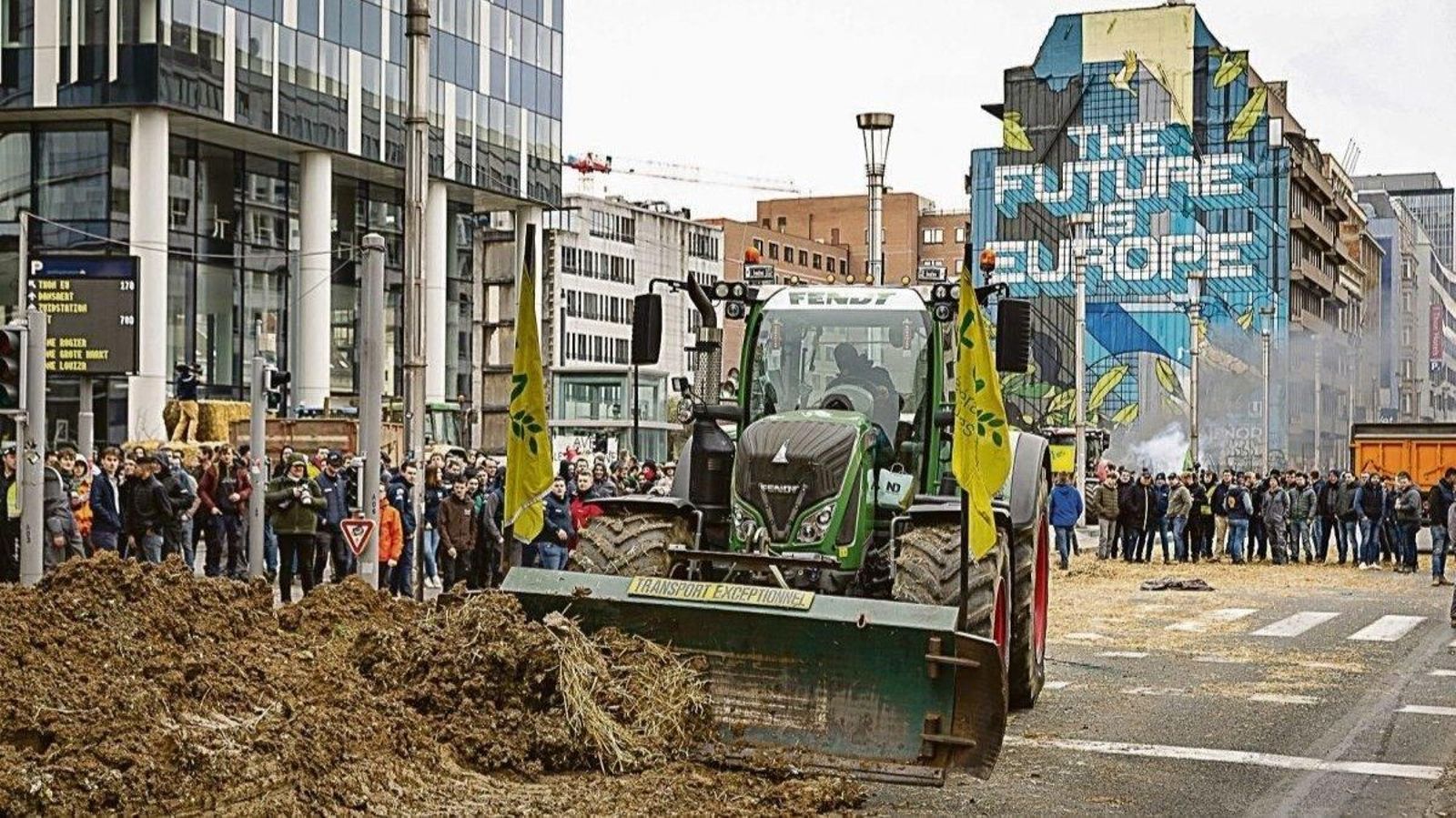 Protestas de agricultores ante la Comisión Europea, en Bruselas.