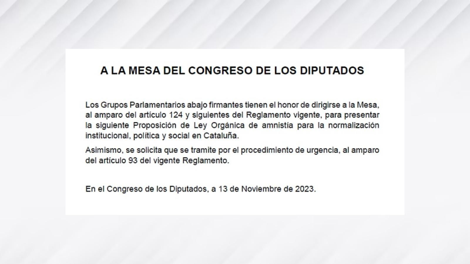 Fragmento de la ley de amnistía.