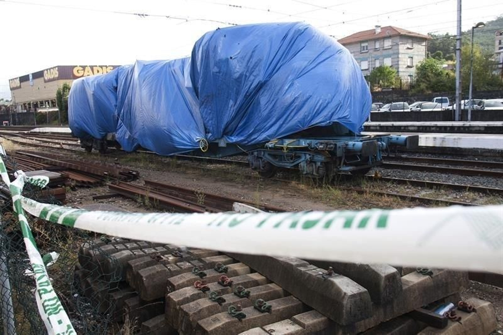 La máquina del tren siniestrado en el accidente ferroviario en O Porriño