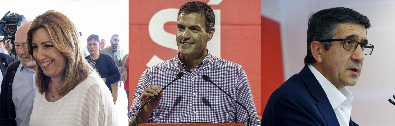 Susana Díaz, Pedro Sánchez y Patxi López