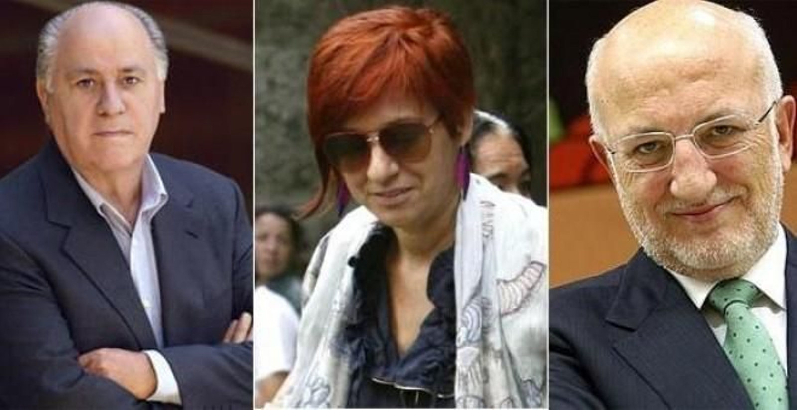 Amancio Ortega, su hija Sandra y Juan Roig