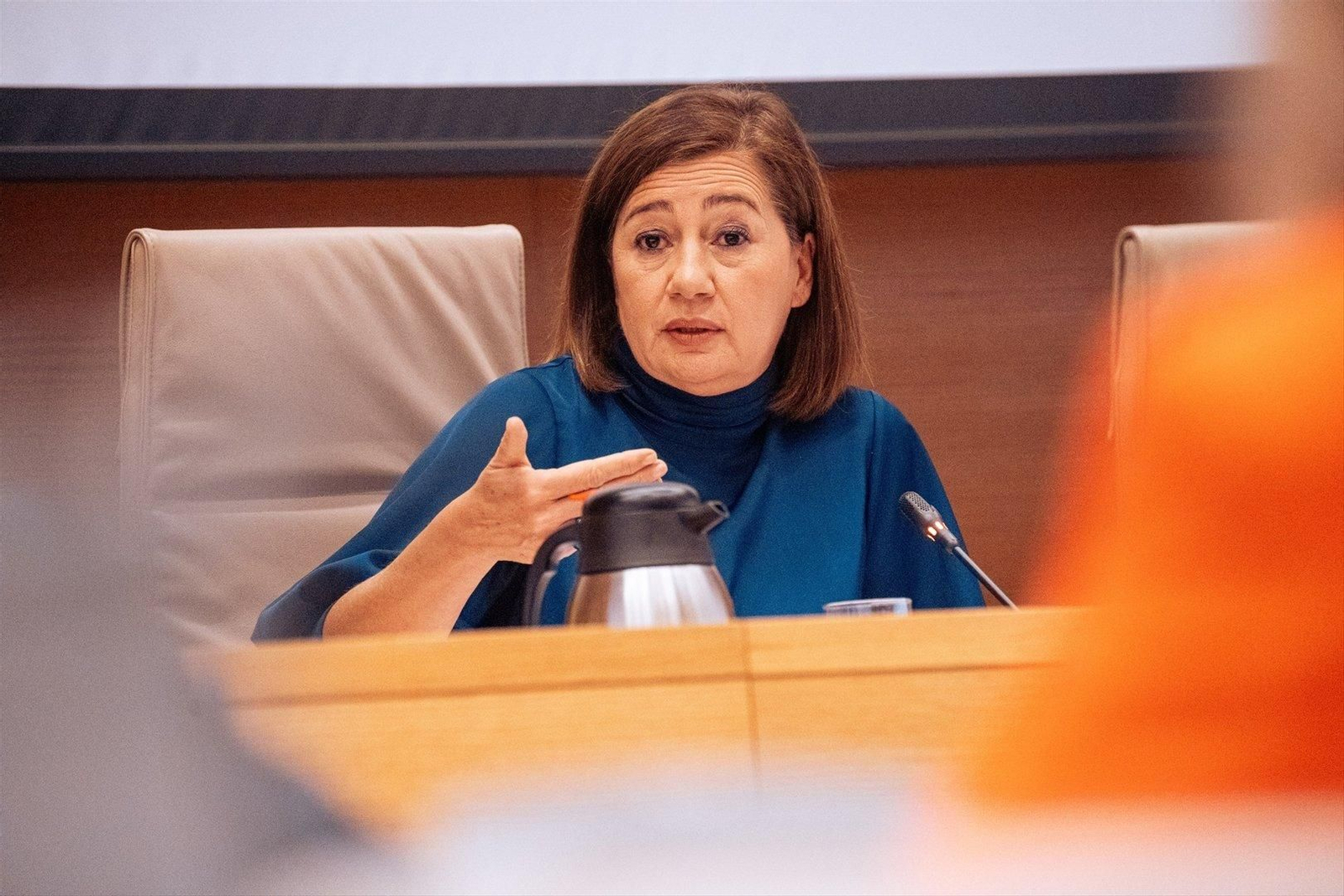 La presidenta del Congreso de los Diputados, Francina Armengol, comparece durante la Comisión sobre mascarillas en el Congreso. // E.P.