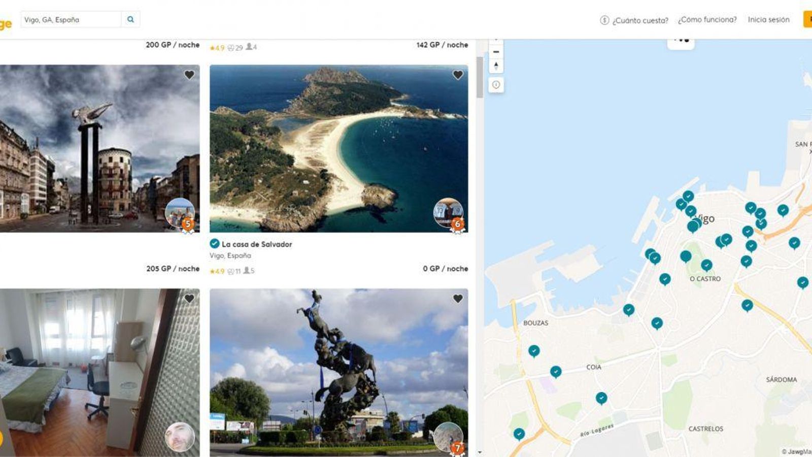 La web de Home Exchange da acceso a la plataforma para el intercambio de casas, que en Vigo cuenta con 205 suscriptores.
