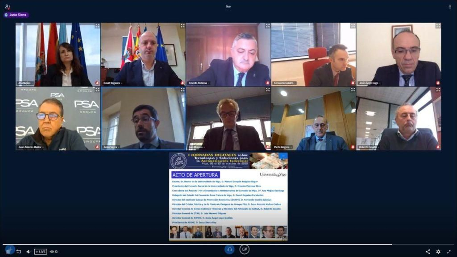 El rector presidió la inauguración virtual de las JAI, con amplia presencia institucional.