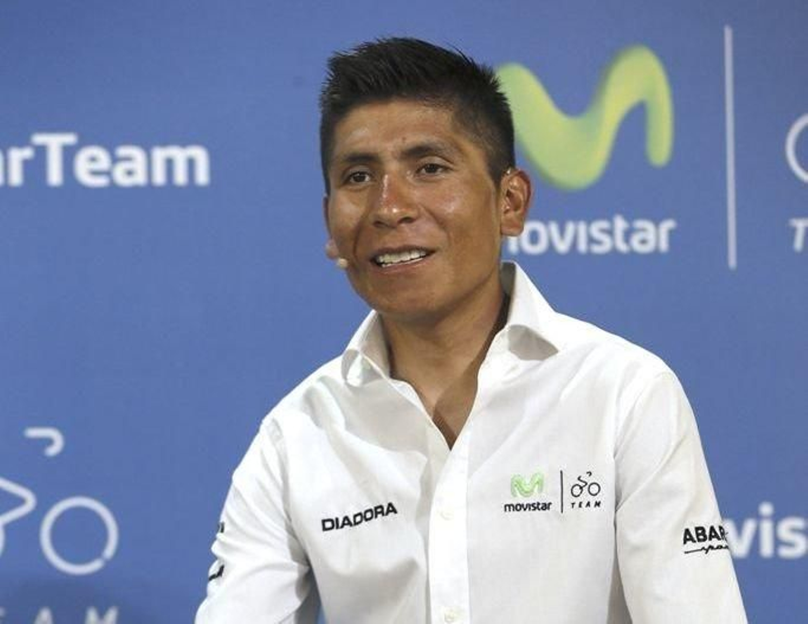 Nairo Quintana, ayer, en un acto en la sede de Telefónica en Madrid.