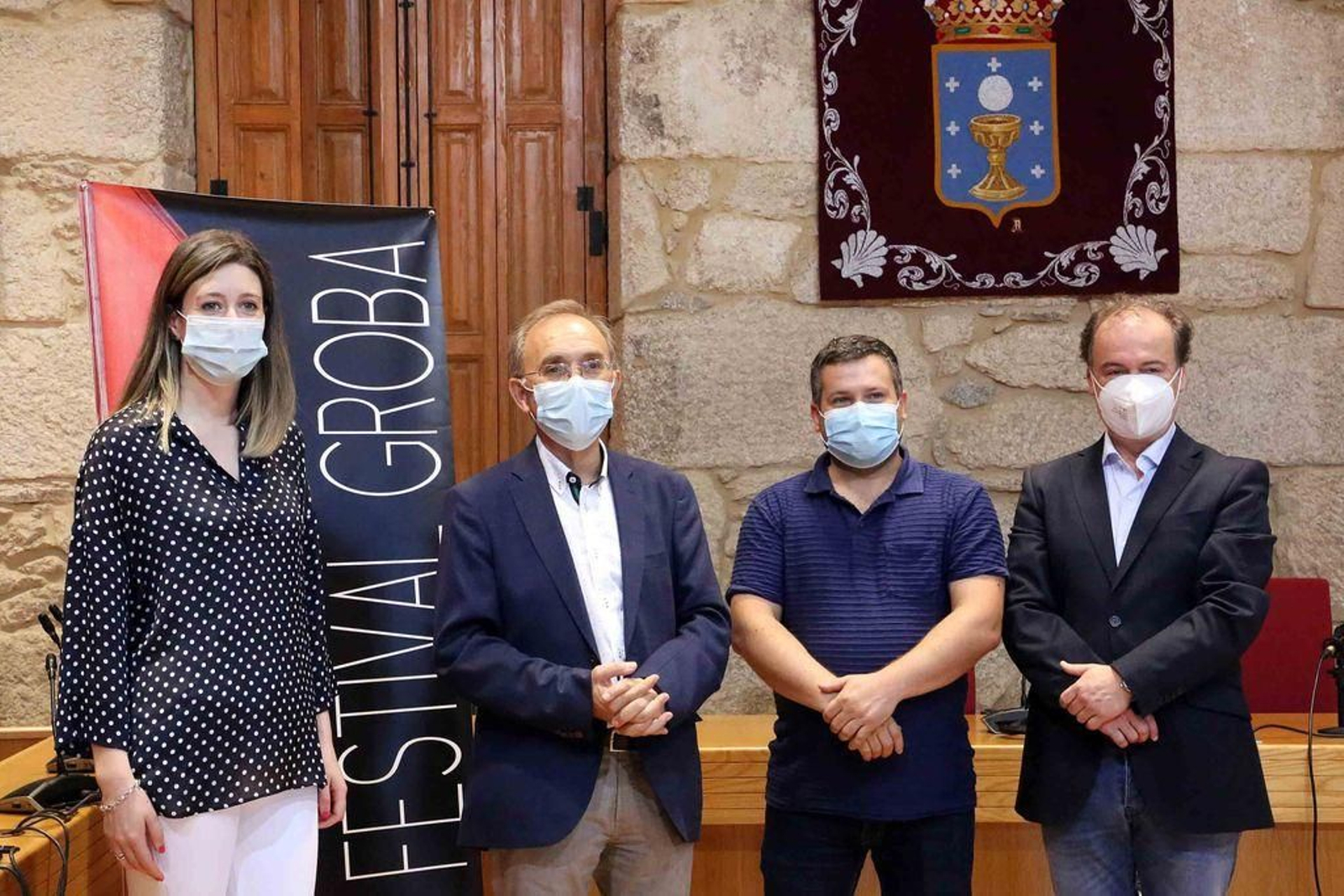 Victoria Alonso, Represas, Fernando Groba y Rogelio Groba Otero,  ayer presentando el festival.