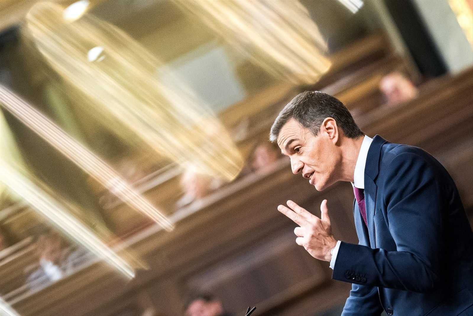 Sánchez, durante su discurso de investidura en el Congreso. // Europa Press