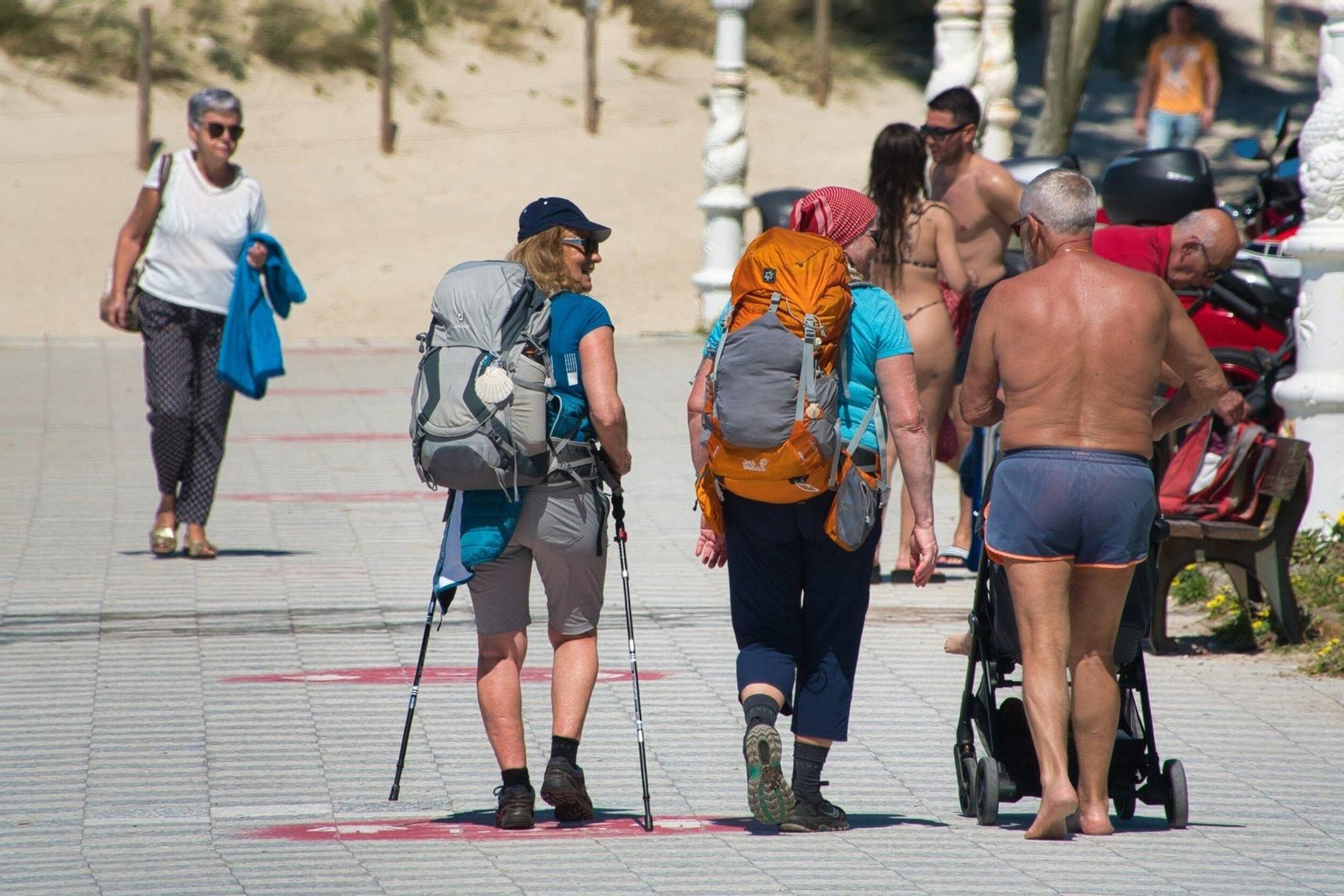 Peregrinos en Samil.