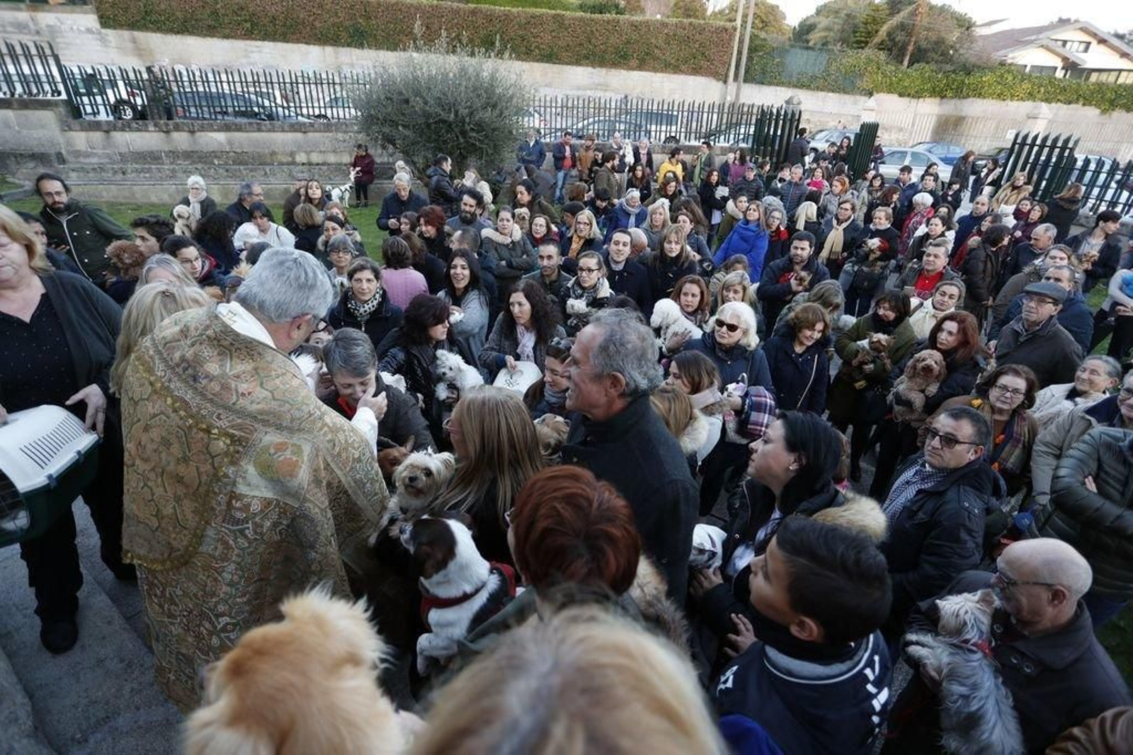 El párroco de La Soledad, Alberto Cuevas, bendijó a más un centenar de mascotas, llevadas por sus dueños.