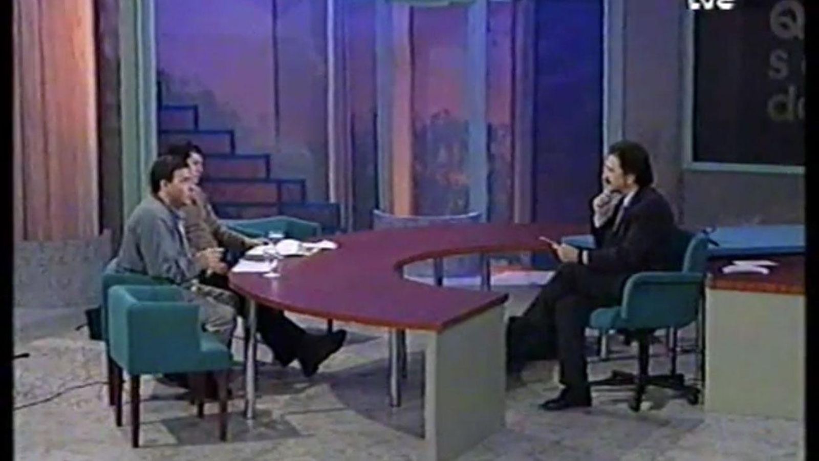 Jesús Gómez Antelo con Paco Lobatón en TVE