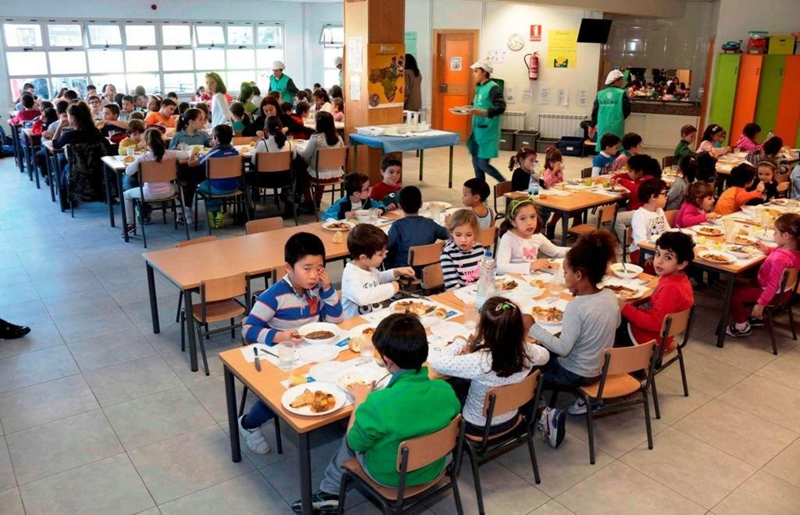 Comedor del Ceip Illas Ciés de Coia durante la jornada de concienciación.