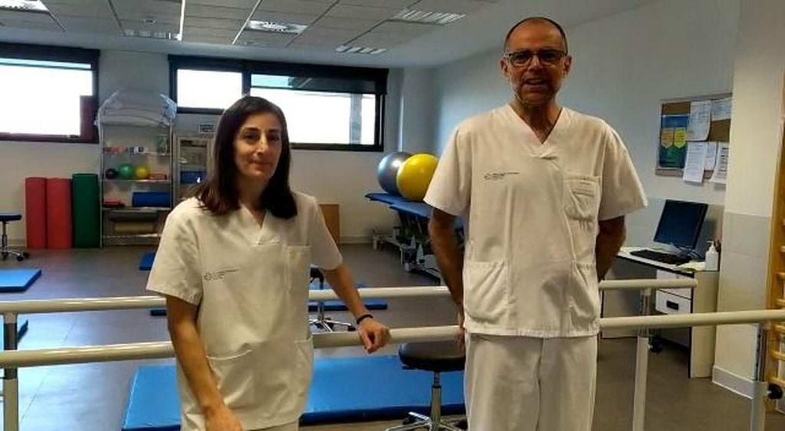 Araceli Salgueiro y Antonio Chamorro,  ayer en el gimnasio del Cunqueiro