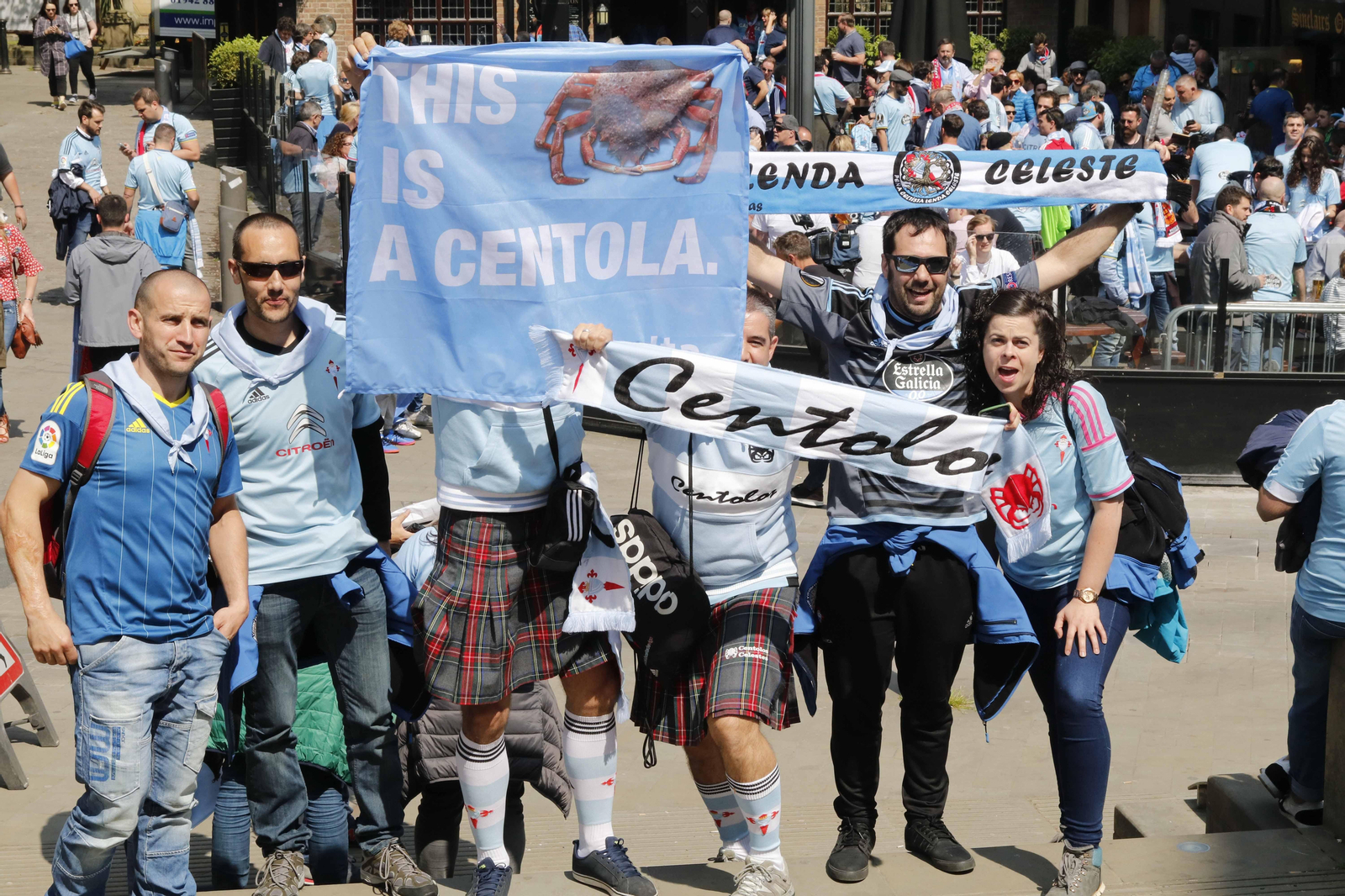 El viaje de la afición celeste a Manchester, el 11 de mayo de 2017. // J.V. Landín