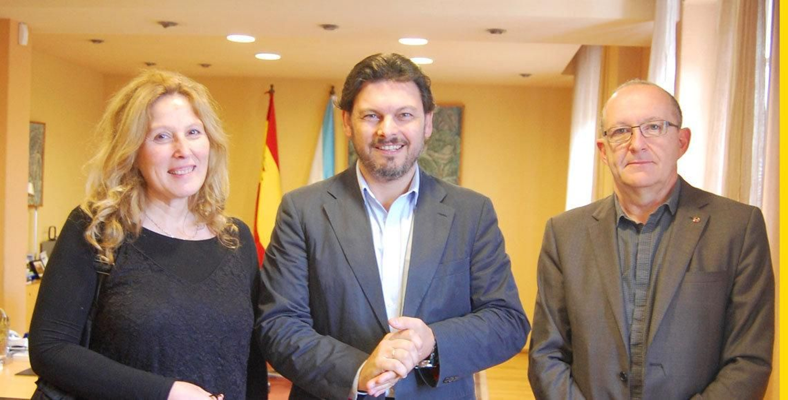 Marisol Palomo, Rodríguez Miranda y Michel Schoonbroodt, después de la reunión.