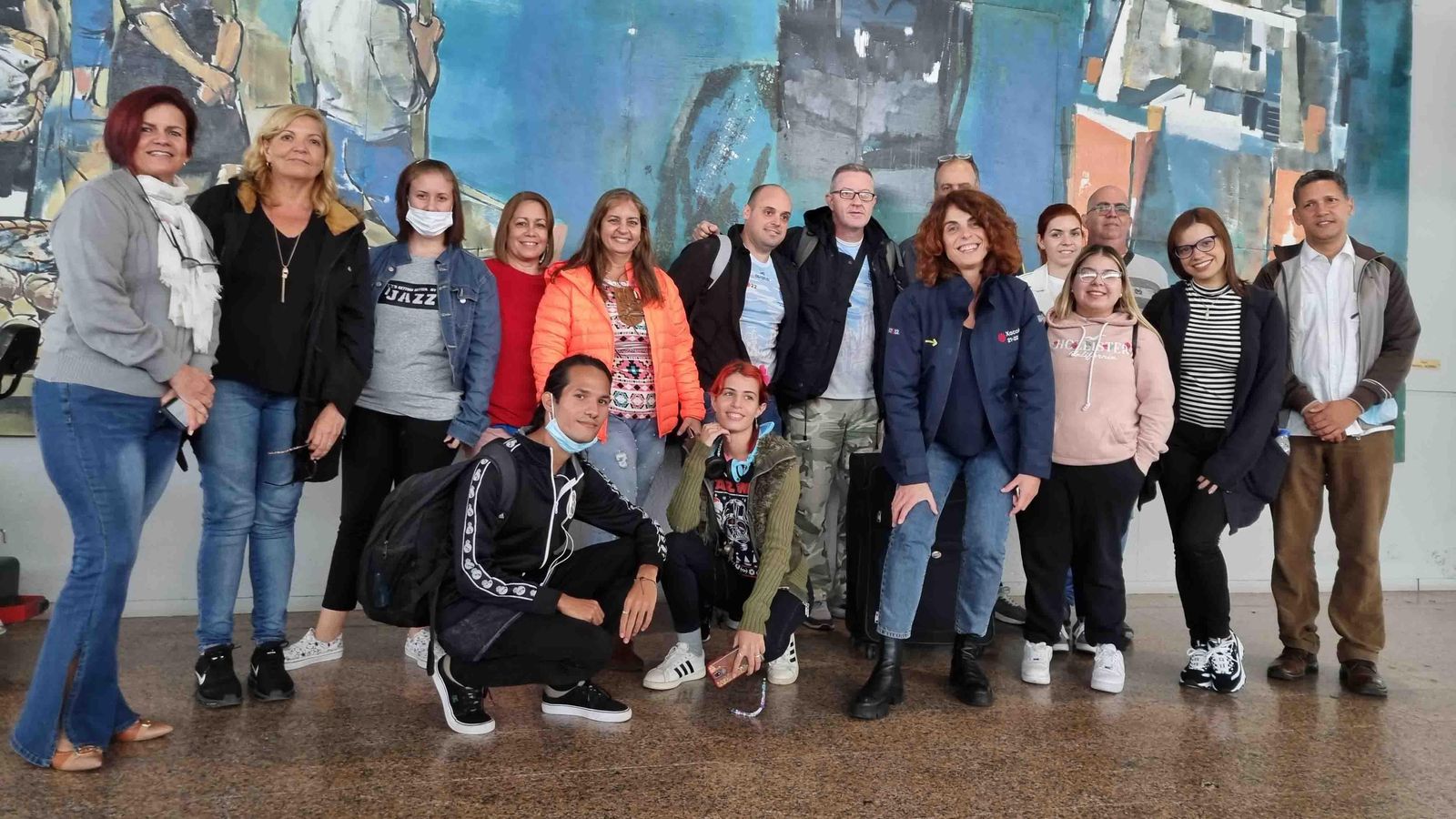 Imagen de la llegada de participantes procedentes de Cuba y Venezuela