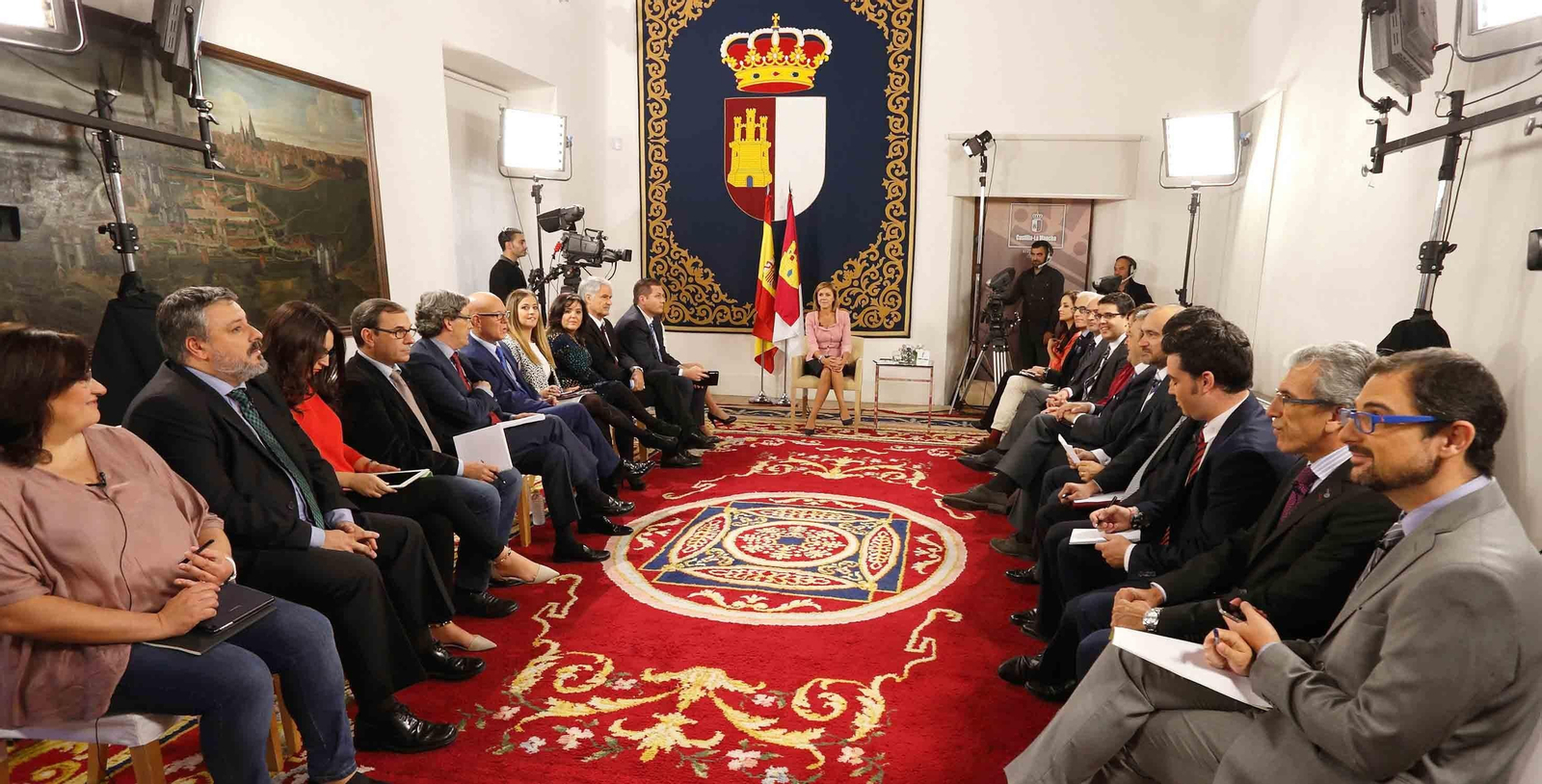 La presidenta Cospedal en su encuentro con los medios de comunicación.
