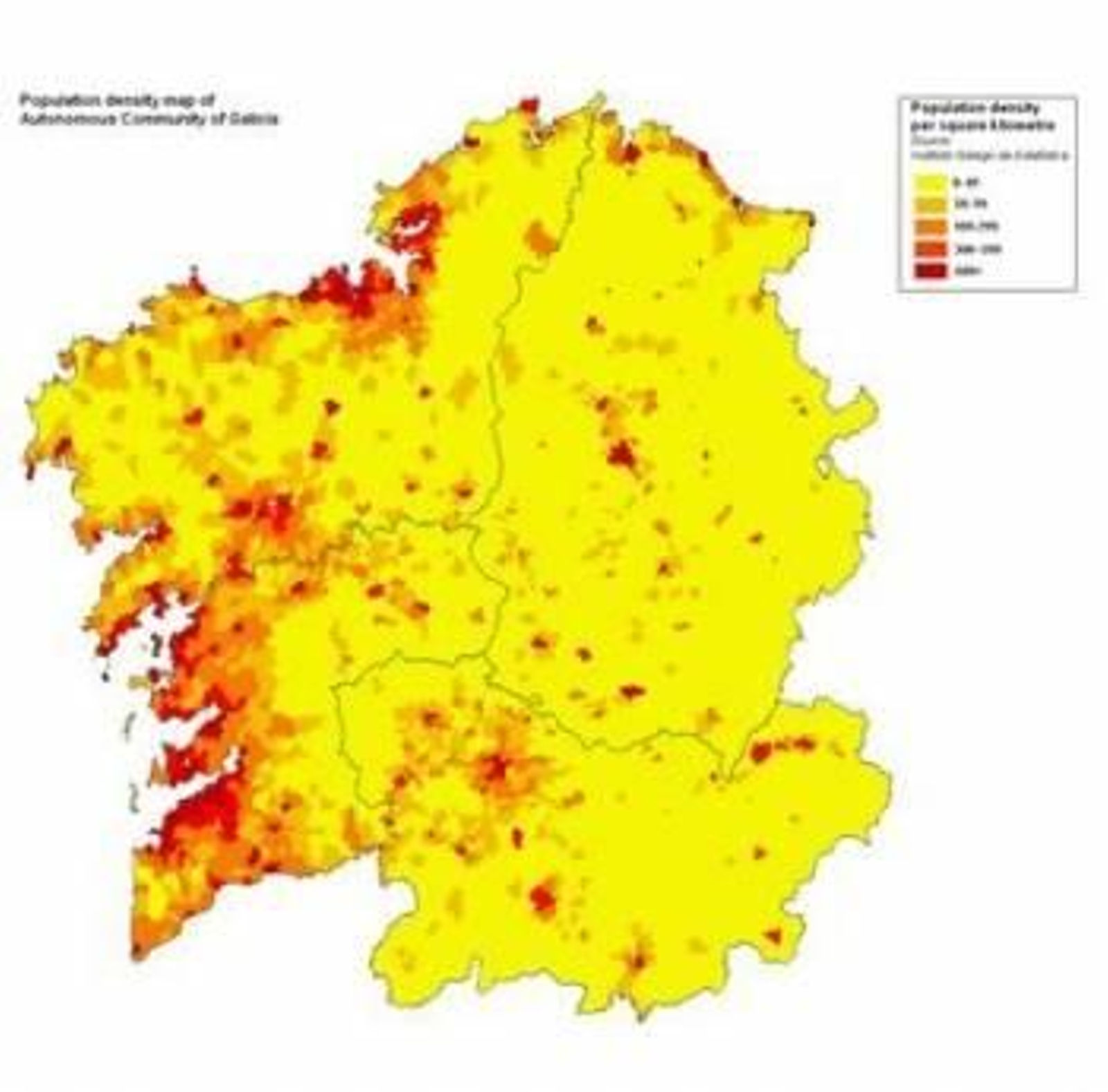 Mapa demográfico de Galicia