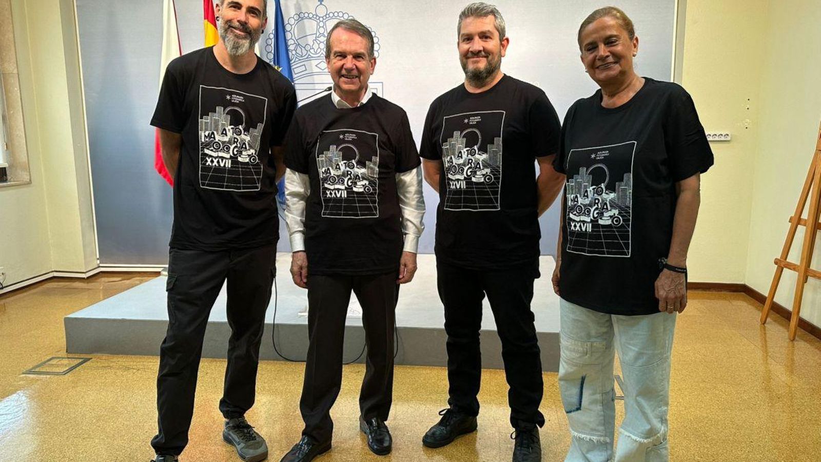 Alfonso Durán, Abel Caballero, Jesús Nieto y Carmela Silva, en la presentación de ayer.