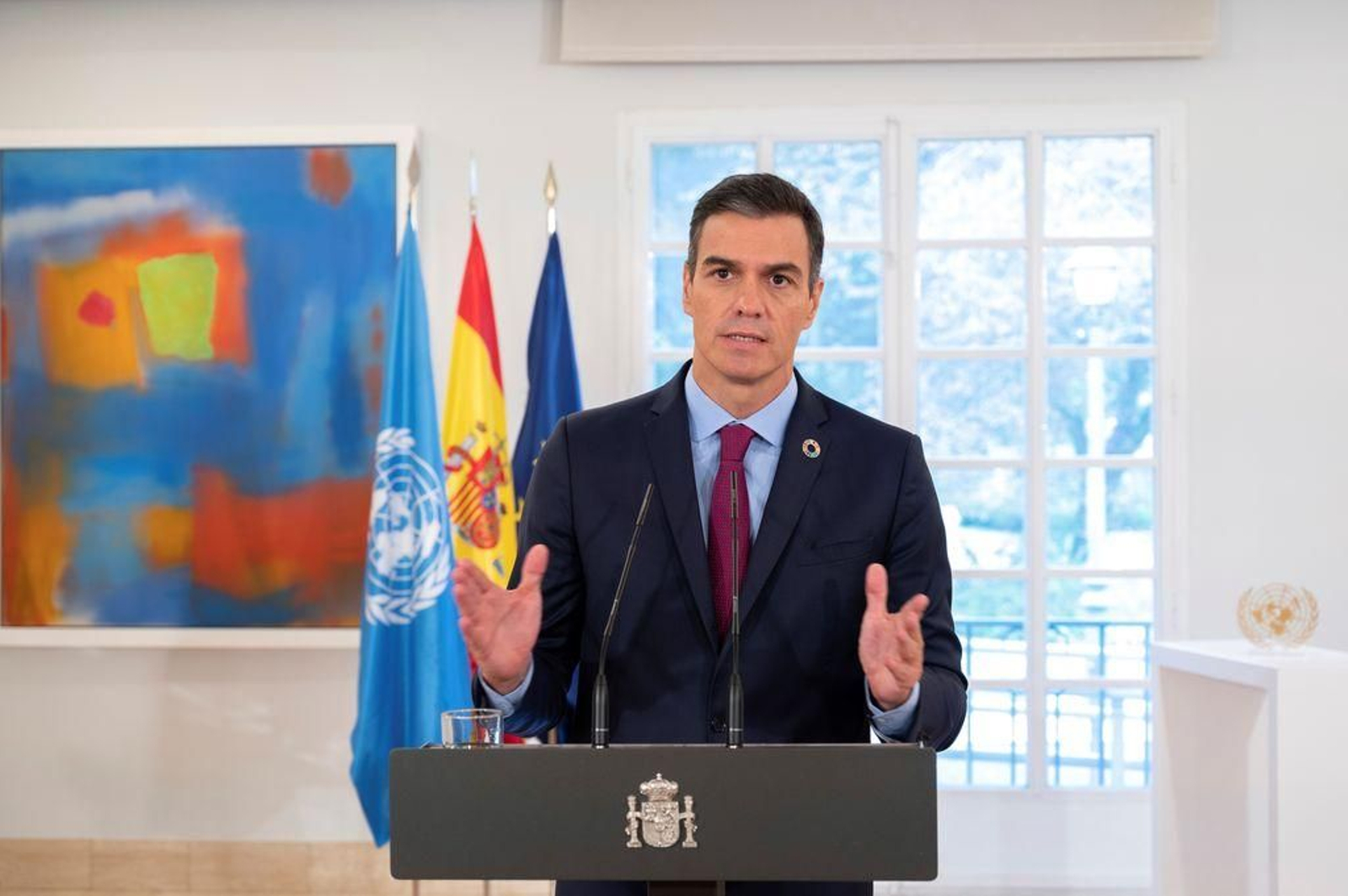 El presidente del Gobierno español, Pedro Sánchez, ante la Asamblea General de la ONU.