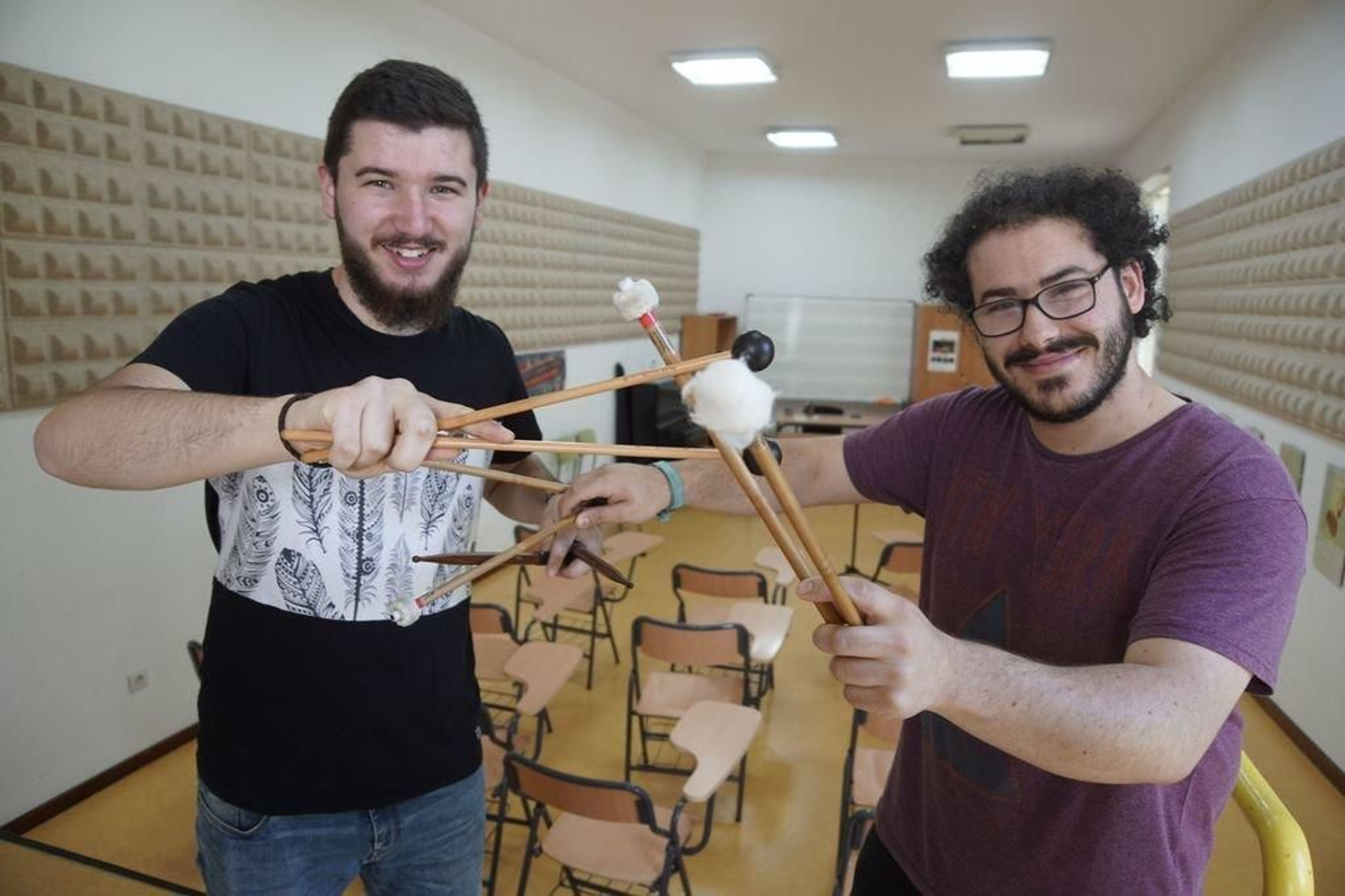 Rubén Collazo y Héctor Varela, momentos antes de entrar en la sala.