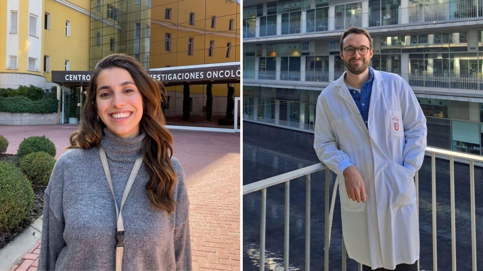 Lucía, en el Centro Nacional de Investigaciones Oncológicas y Gonzalo, en la Universitat Pompeu Fabra.