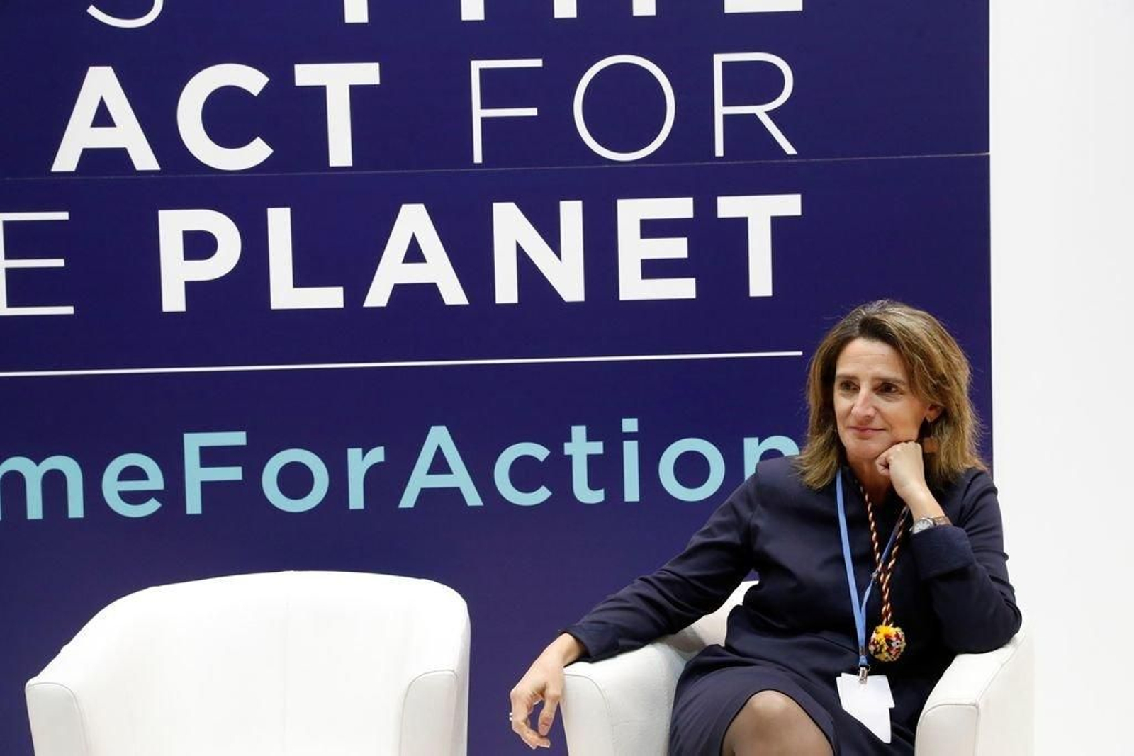 La ministra española de Transición Ecológica, Teresa Ribera, en la cumbre del clima de Madrid.