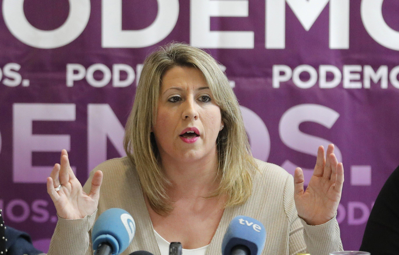 Carmen Santos, en la rueda de prensa en Santiago.