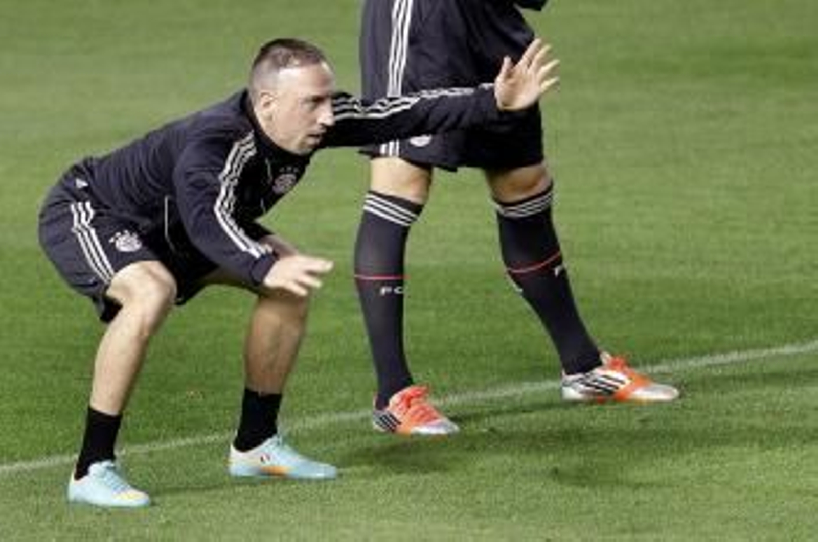 Ribery, durante el entrenamiento del Bayern ayer en Mestalla.