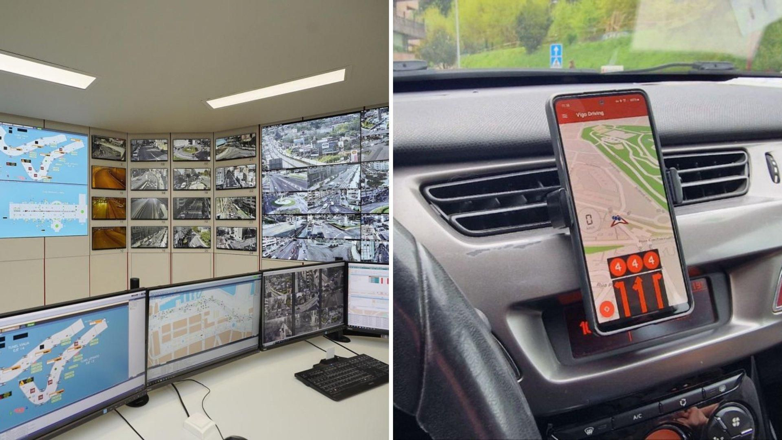 Parte del “videowall” actual de la sala de tráfico del Concello para visualizar las cámaras.