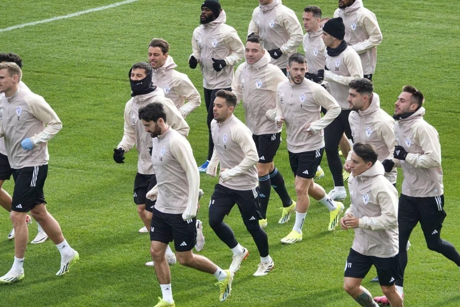 Jugadores del Celta, en un entrenamiento reciente en la ciudad deportiva de Mos.
