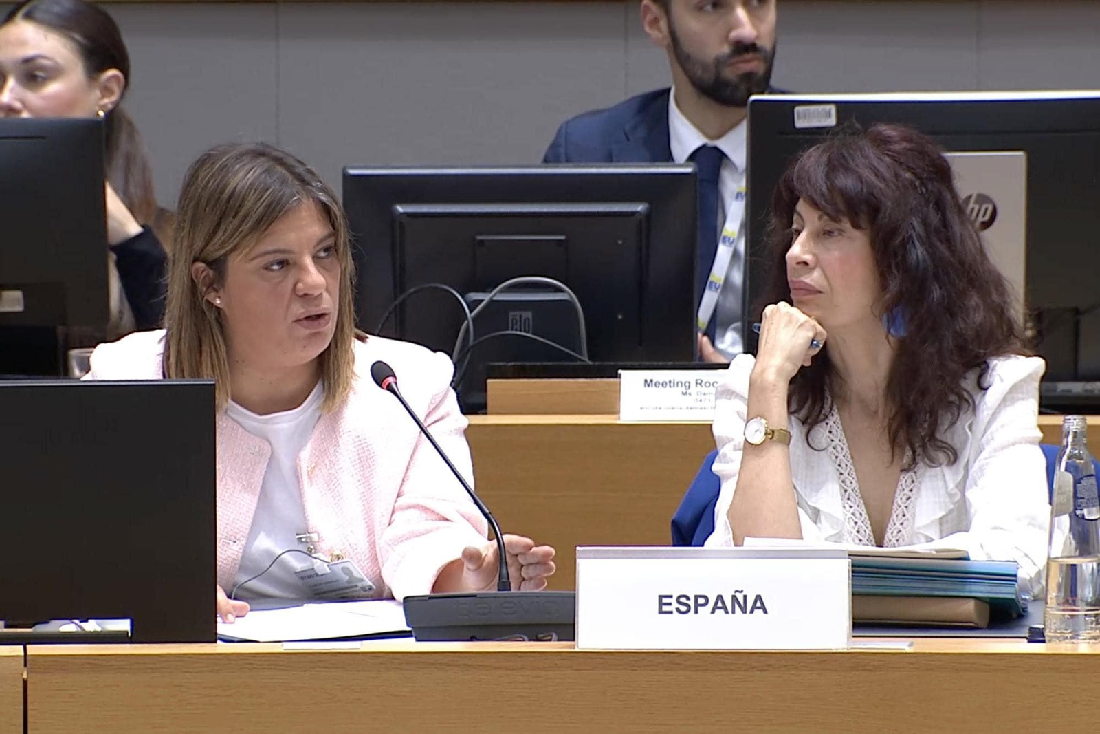 La vicepresidenta del Principado, Gimena Llamedo, durante su exposición ante el Consejo de la Unión Europea.