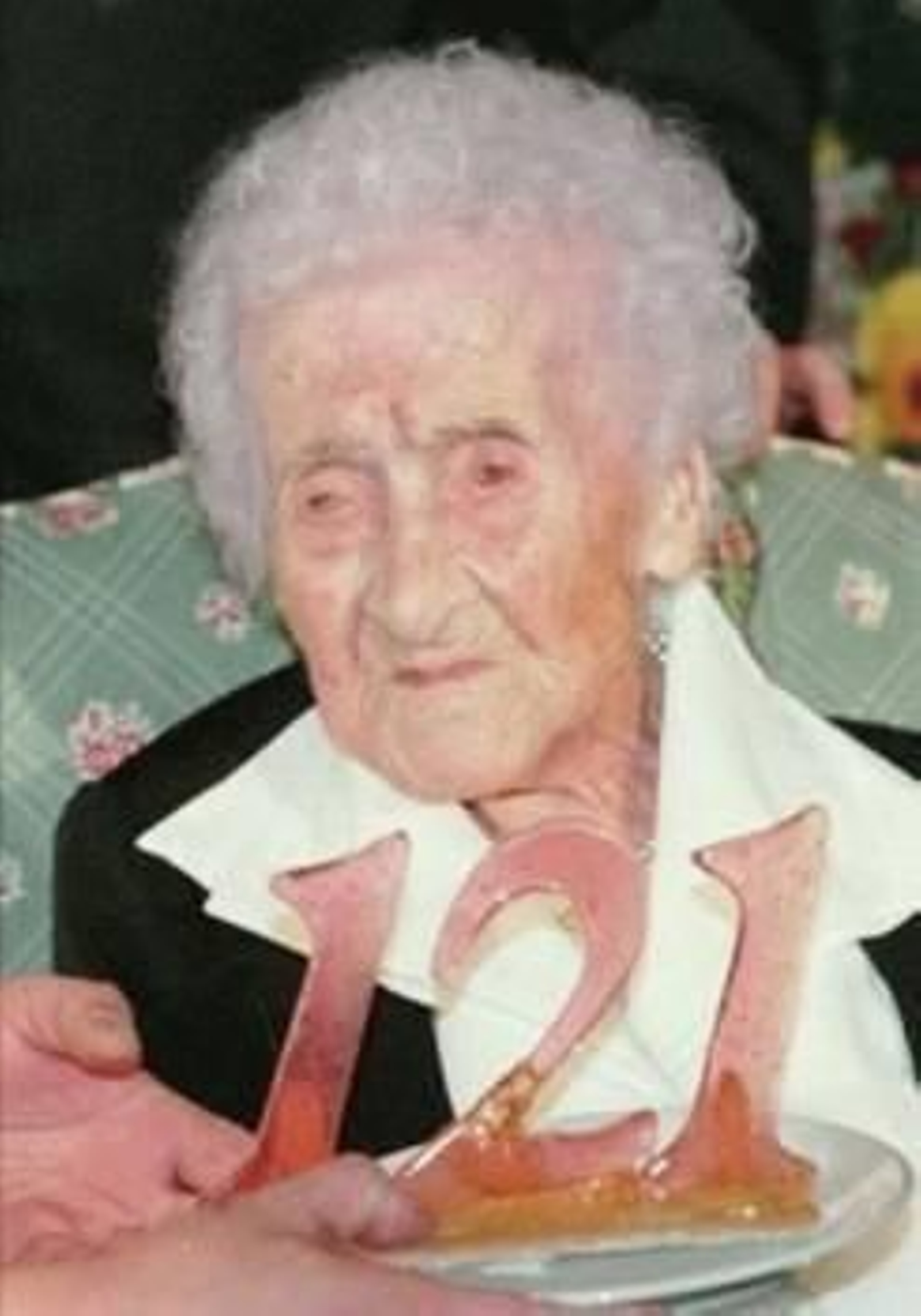La francesa Jeanne Calment, en su 121 cumpleaños.