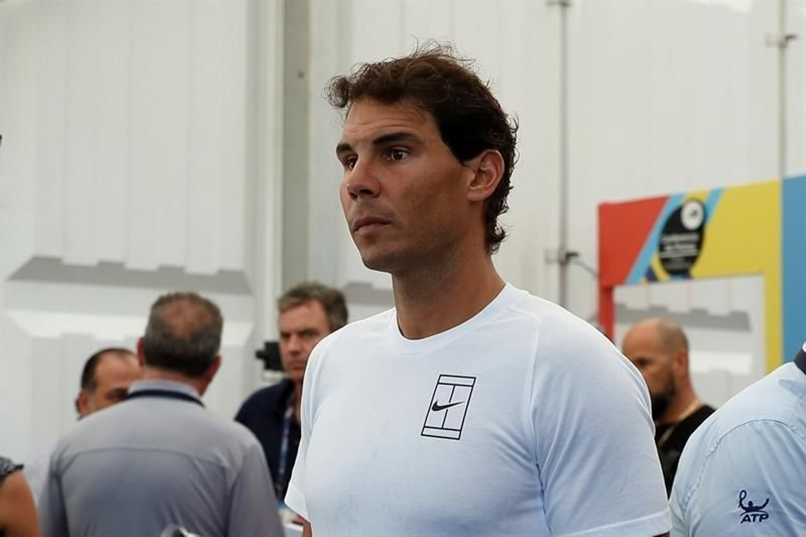 El tenista español Rafael Nadal sale de una rueda de prensa