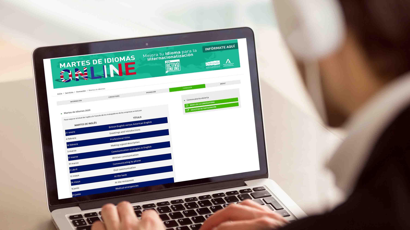 Andalucía Extenda Idiomas web