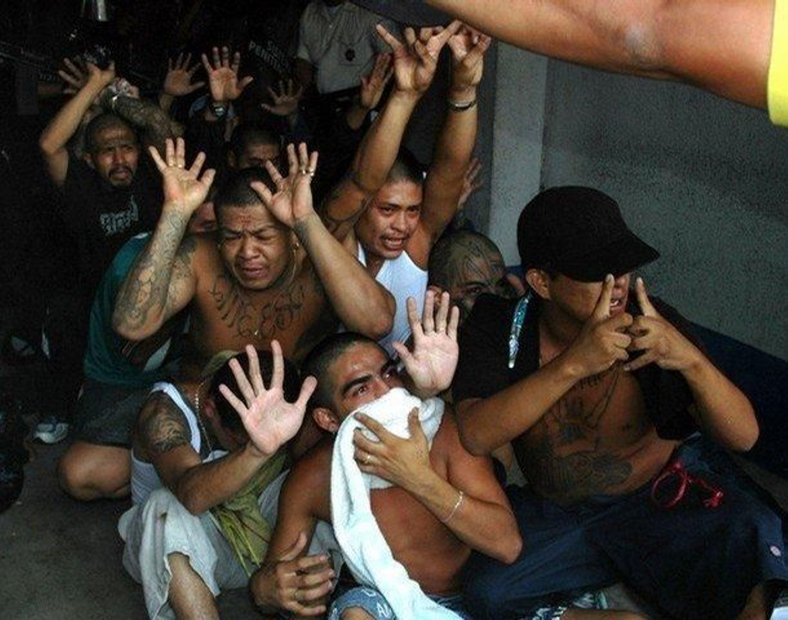 Miembros de una banda latina detenidos durante una redada en Madrid.