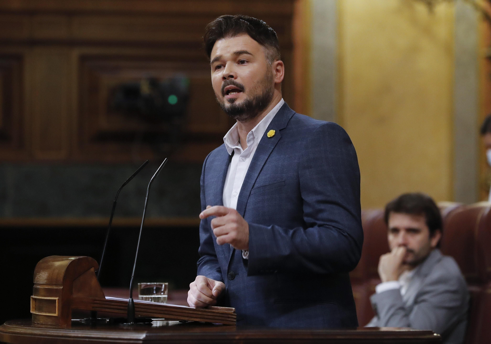 El portavoz de ERC, Gabriel Rufián, durante su intervención