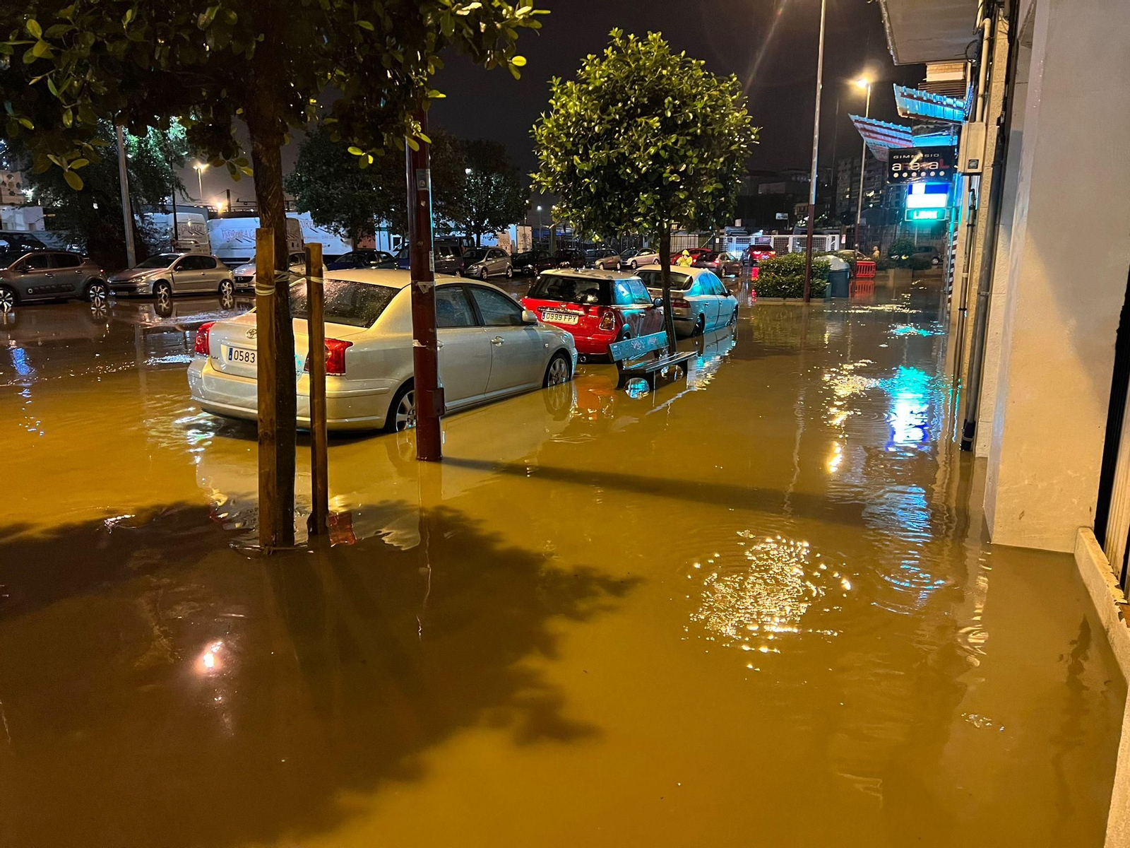 La calle Areal, inundada.