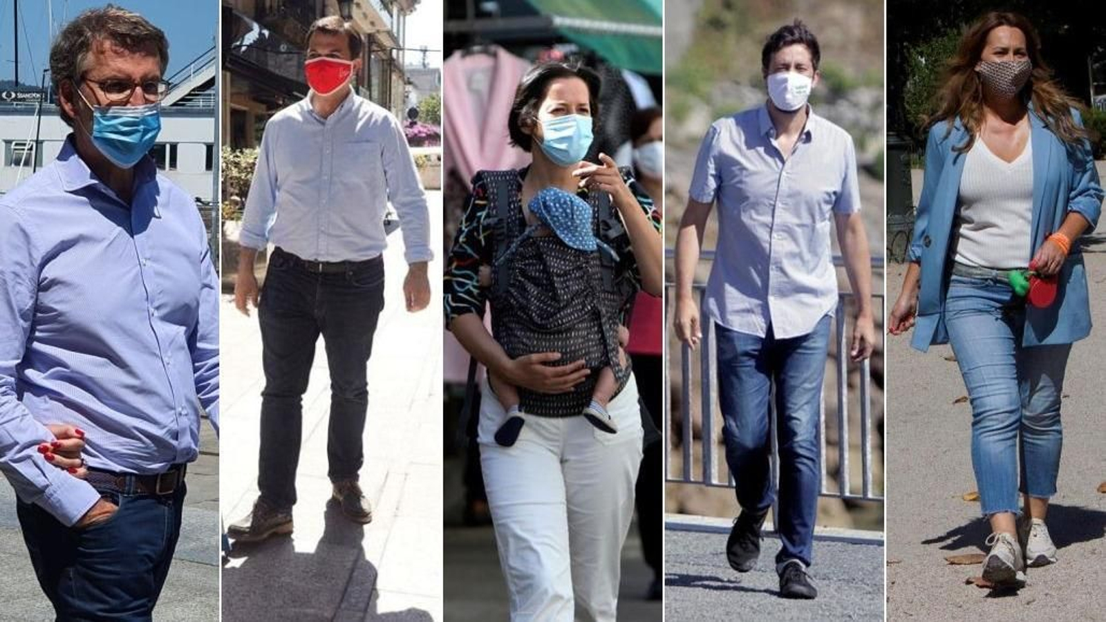 Alberto Núñez Feijóo, Gonzalo Caballero, Ana Pontón, Antón Gómez Reino y Beatriz Pino