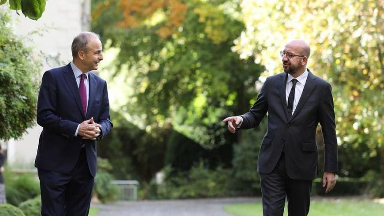 Micheál Martin y Charles Michel en su reunión de ayer en Dublín.