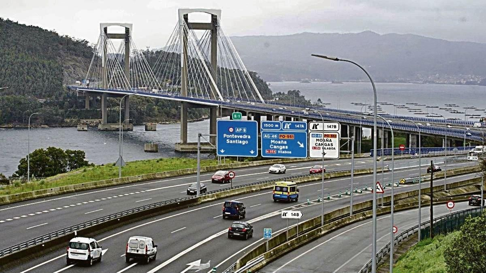 El puente de Rande, símbolo de la autopista del Atlántico AP-9 y su tramo más utilizado.