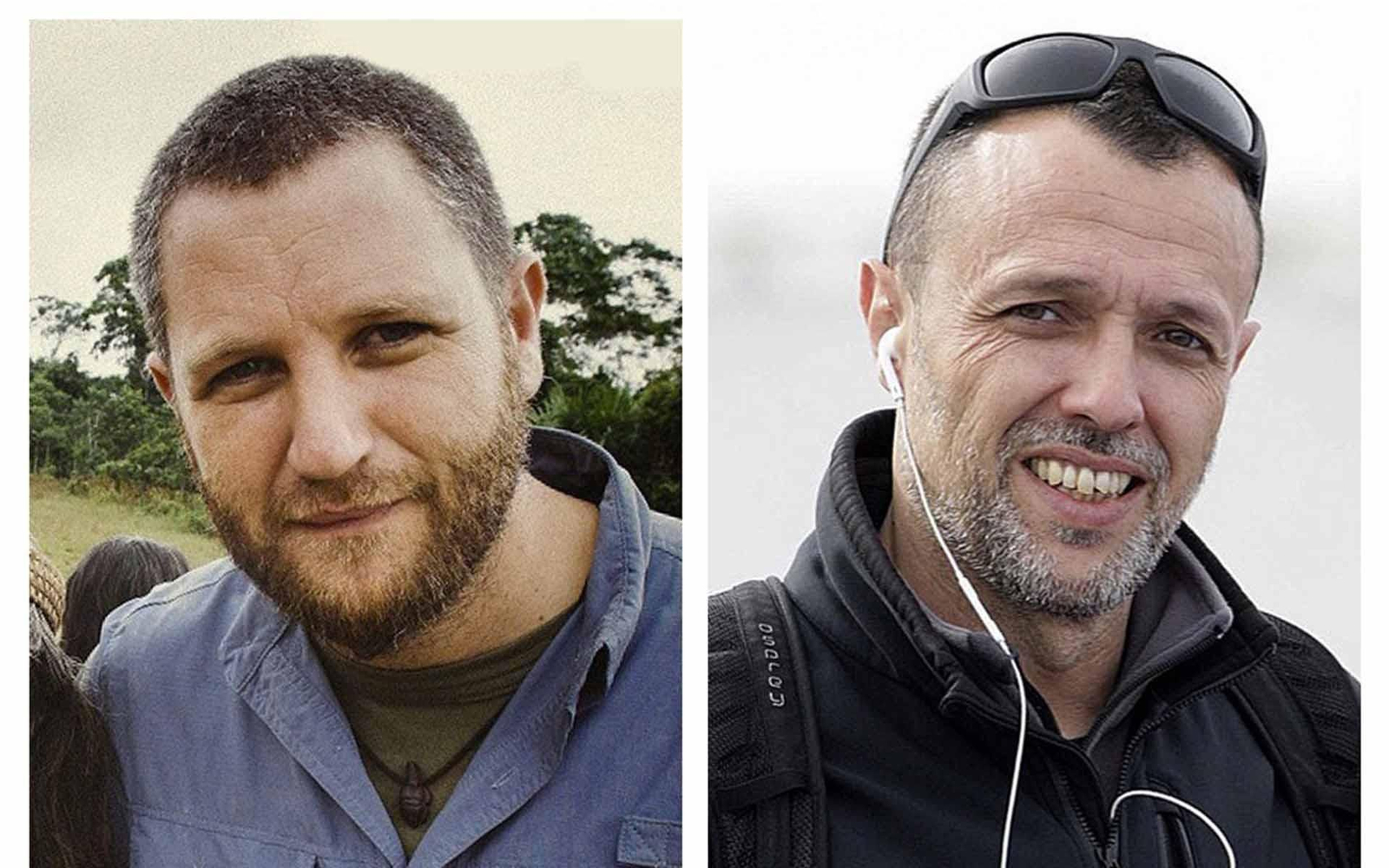 los periodistas españoles David Beriain (i) y Roberto Fraile, asesinados en Burkina Faso mientras grababan un documental sobre caza furtiva. EFE/ Discovery Max/Jm García