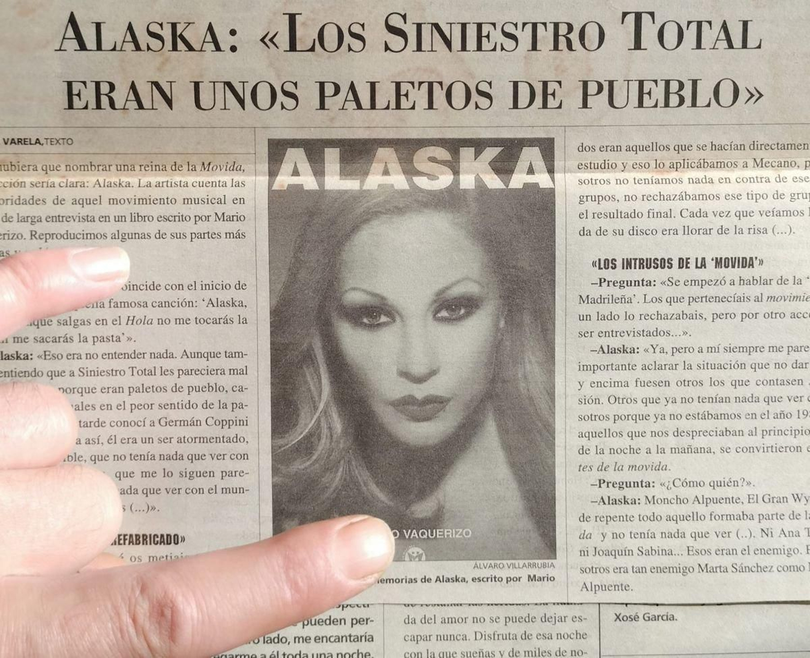 La entrevista de Alaska a la que se refiere Miguel Costas.