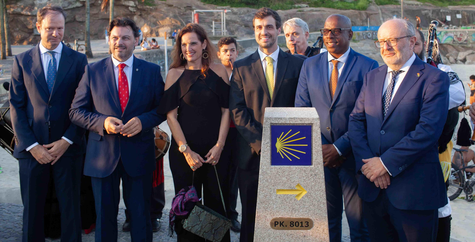 El mojón de Río de Janeiro, una nueva señalización del Camino de Santiago entre la Ponta del Arpoador y la Praia do Diabo.