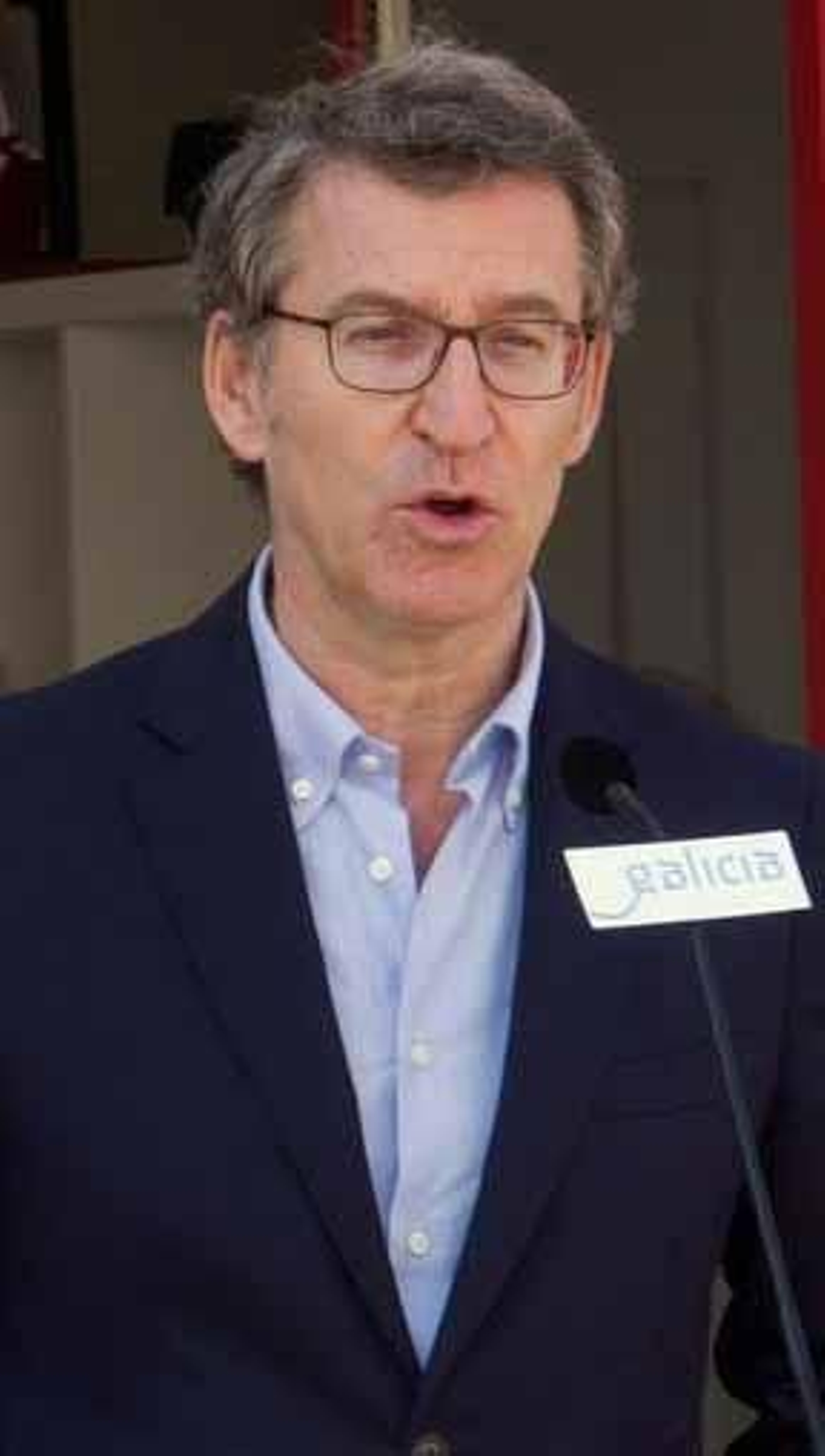 NIGRÁN (PONTEVEDRA), 10/06/2020.- El presidente de la Xunta, Alberto Núñez Feijóo, durante su intervención en su visita a la empresa Nort3D donde se fabrican Epis para toda Galicia. EFE/ Salvador Sas