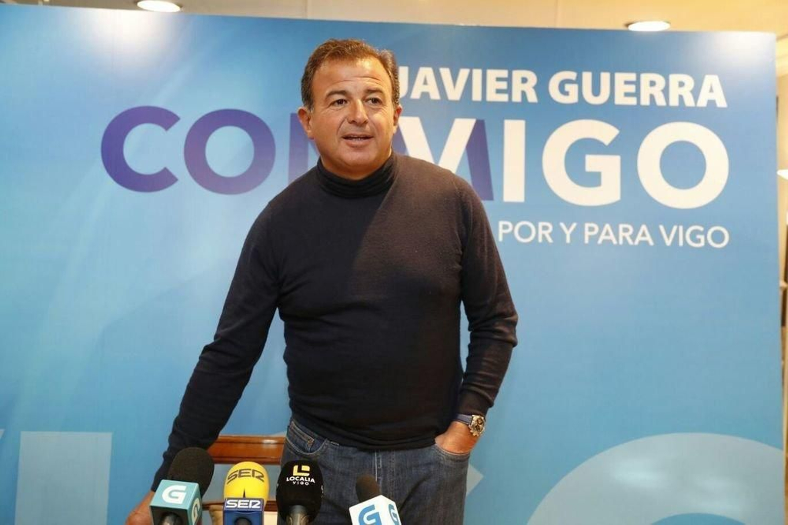 Javier Guerra, durante su presentación como aspirante a presiente del PP vigués en 2015.