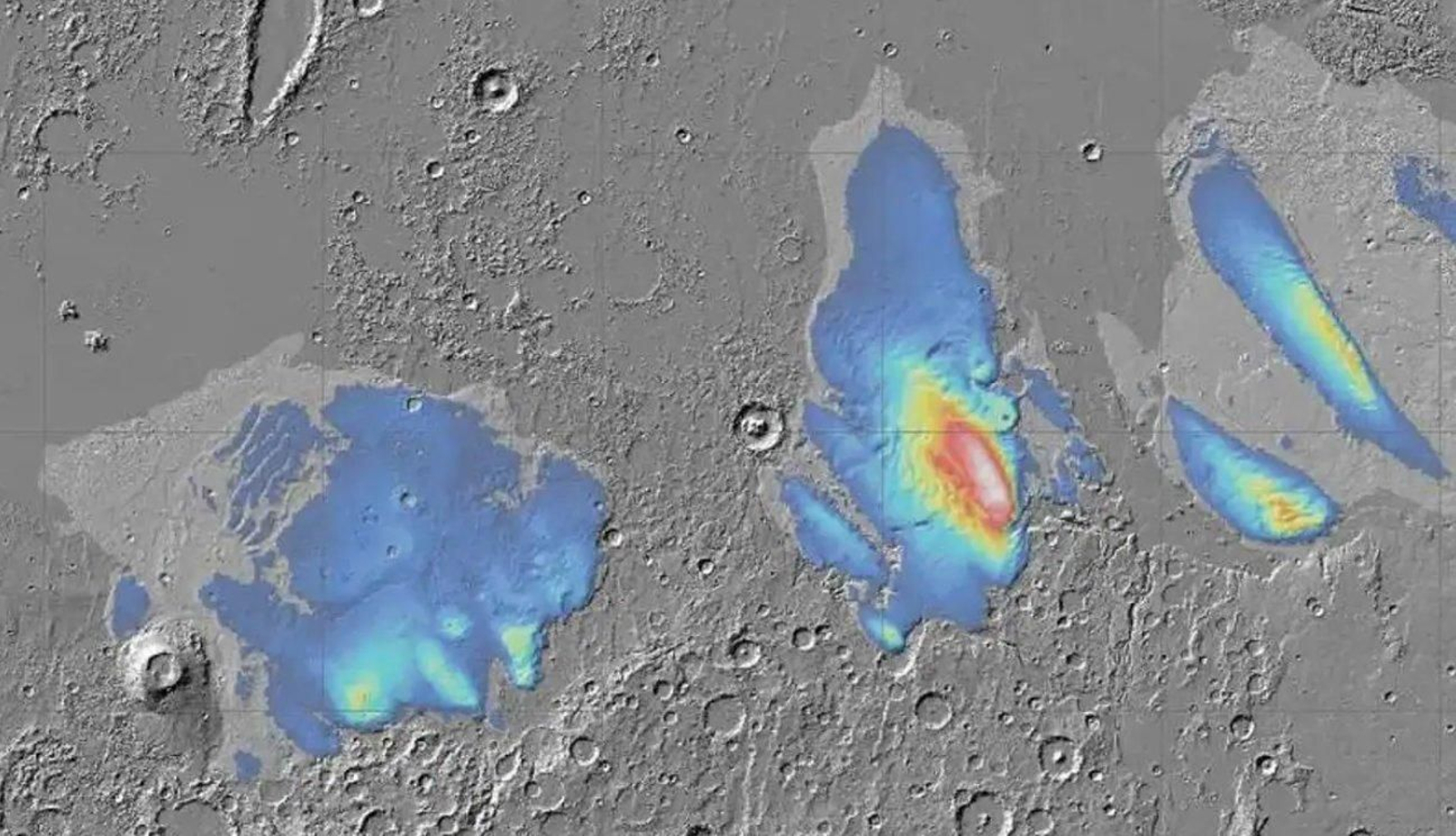 Mapa de las capas de hielo en Marte. // ESA