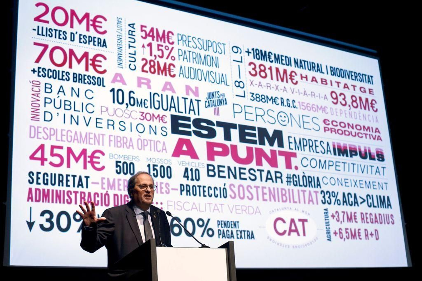 Torra, durante su intervención en el acto de Junts per Catalunya.