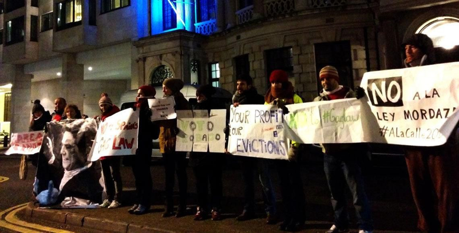 Manifestación de los miembros de la Marea Granate en Londres.